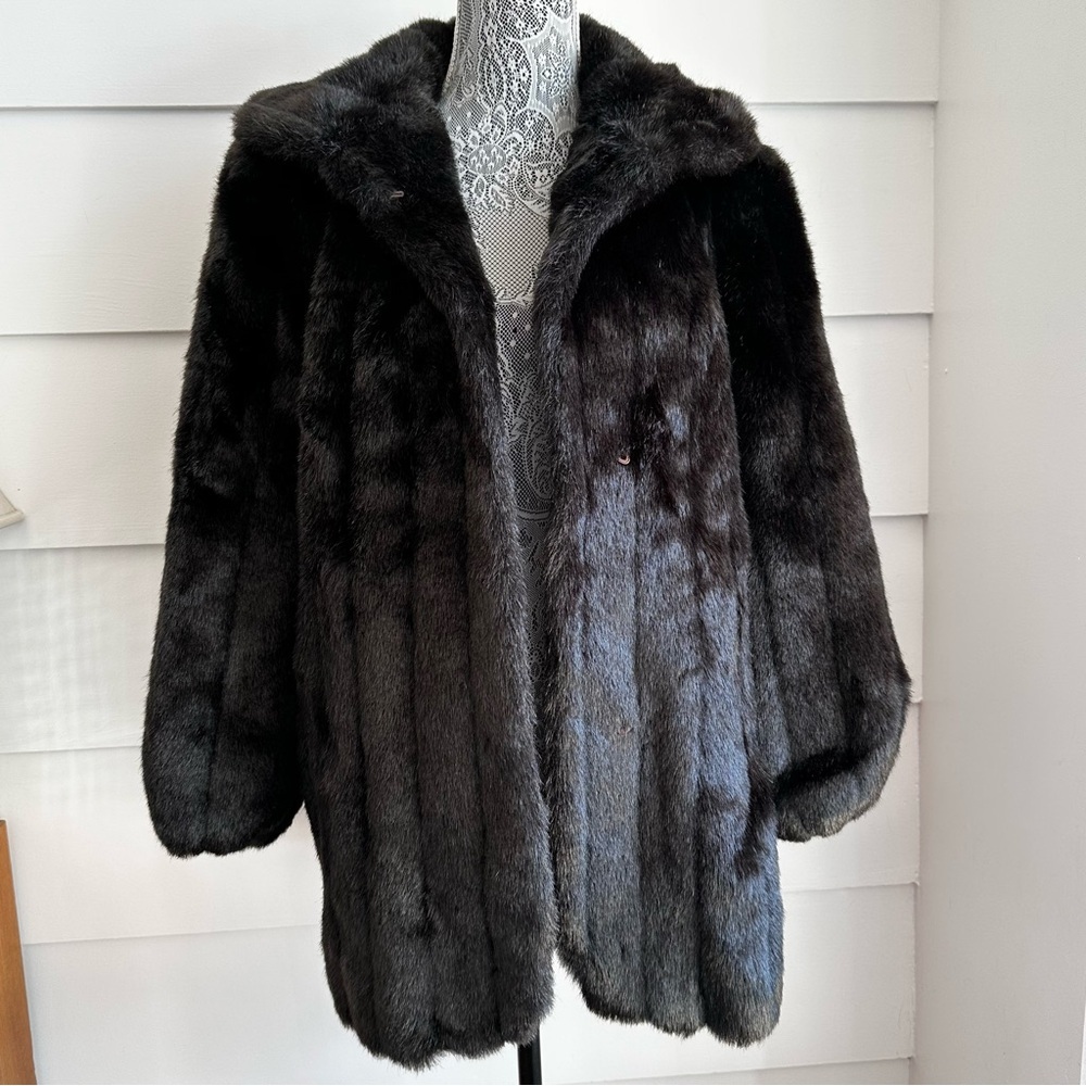 Jordache Black Faux Fur Trench Coat